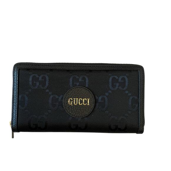 GUCCI Off The Grid Zip Around Long Wallet GG Logo Nylon Leather Black Gold New - Picture 15 of 16